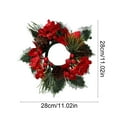 thumbnail image 3 of HomeDM Christmas Candle Rings Wreath Artificial Pine Needles Garland Red Berry Wreaths Candle Ring Holder for Kitchen Cabine Table Centerpieces Hanging Garlands Windows Wedding Decor, 3 of 6
