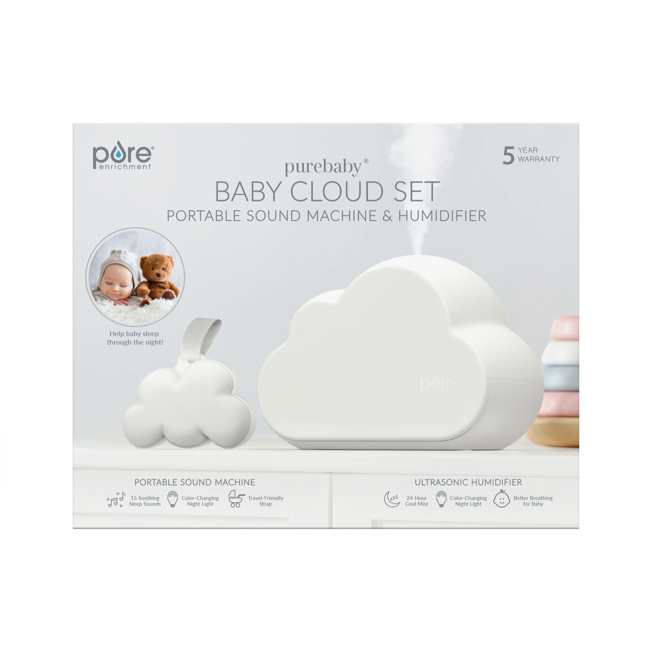 Pure Enrichment Baby Cloud Sound Machine and Humidifier Set photo 1