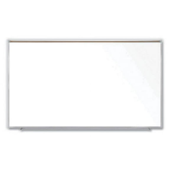 Ghent Manufacturing GHEM1P581M Magnetic Porcelain Whiteboard with Satin Aluminum Frame & Map Rail, 96.53 x 60.47 in., White Surface
