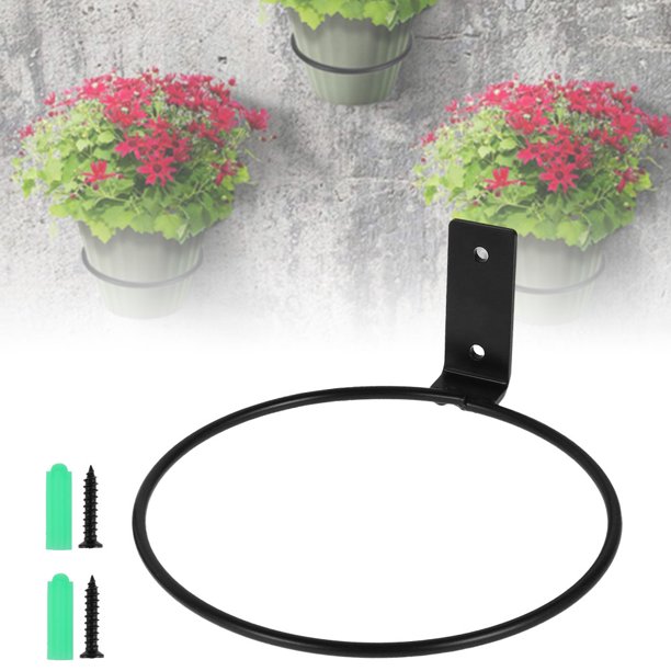 Flower Plant Pot Wall Mount Ring Holder Metal Planter Hook Hanger Wall