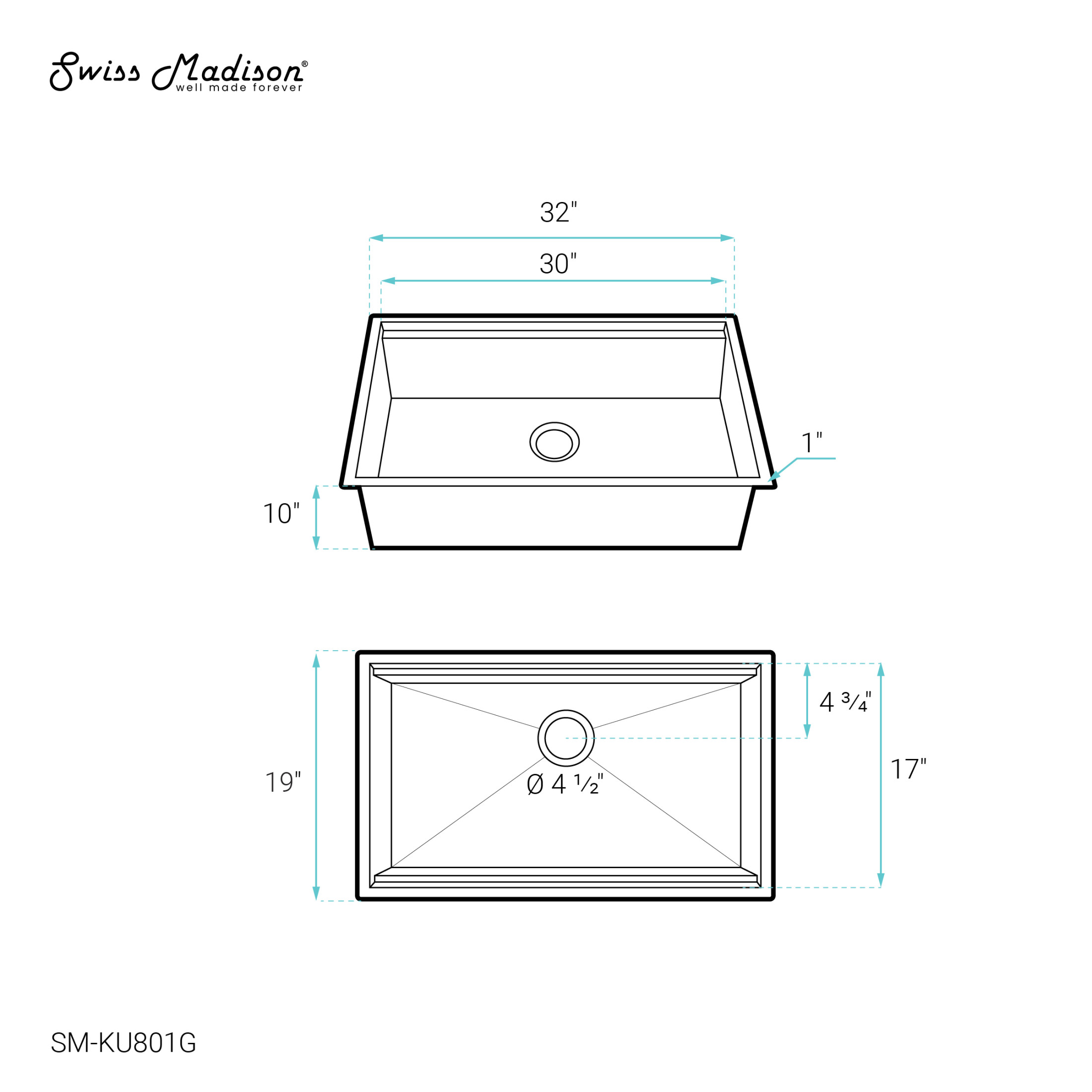 Tourner 32" 18 Gauge Stainless Steel Undermount Kitchen Sink in Polished Gold