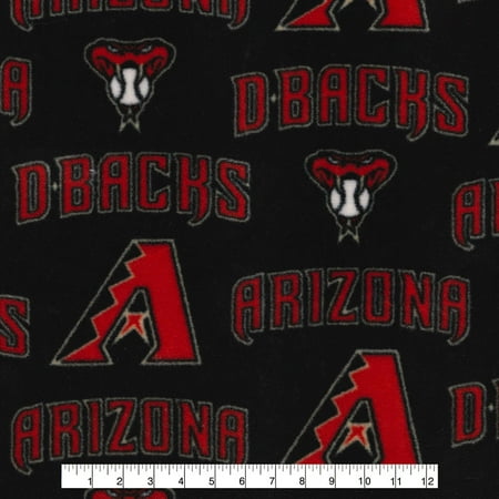 MLB Arizona Diamondbacks 58 100% Polyester Fleece Sports Logo Fabric By the Yard Black and Red