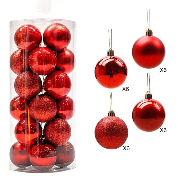 24ct Shatterproof Christmas Ball Ornaments, 1.18 Inch Mini Plastic Hanging Balls for Xmas Tree Holiday Decor
