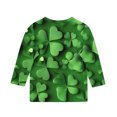 thumbnail image 4 of Posijego T-Shirt Filles Garçons Fête de la Saint-Patrick Manches 3/4 Col Rond Graphique Tee Ample Décontracté, 4 of 5