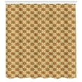 thumbnail image 3 of Earth Tones Shower Curtain, Fleur de Lis Classic Victorian Feminine Retro Spiral Cross Floral Swirl, Fabric Bathroom Set with Hooks, 69W X 84L Inches Extra Long, Beige Pale Caramel, by Ambesonne, 3 of 3