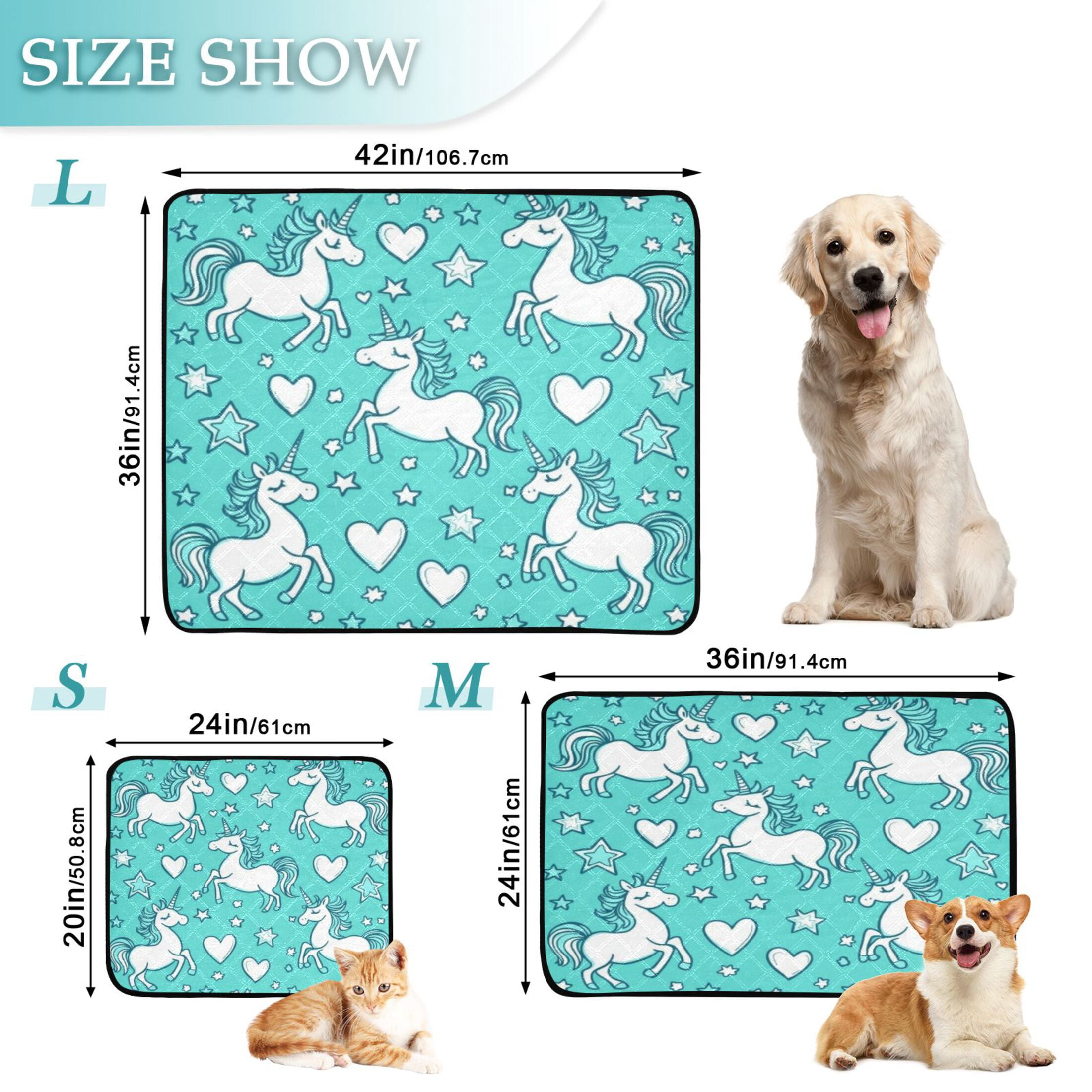 Qxltty A Pattern with Cute Cartoon Unicorns Cat litter Pads Pet Set of 2 Diaper Mats Center Anti-leakage Layer Absorbent Soft and Comfortable