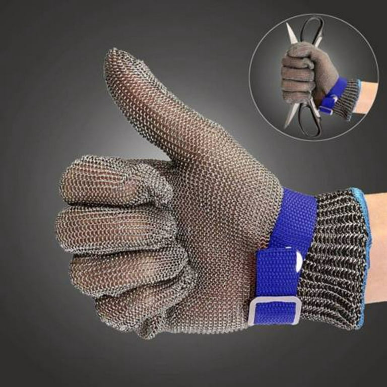 Ausyst Kitchen Gadgets Safety Cut Proof Stab Resistant Stainless Steel  Gloves Metal Mesh Butcher Clearance 
