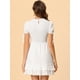 thumbnail image 5 of Minivestido acampanado de verano dulce texturizado con volantes para mujer blanco XS, 5 of 6