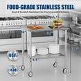 thumbnail image 4 of Stainless Steel Work Table with Wheels, 24x36 Inch NSF Kitchen Prep Table with Adjustable Undershelf for Commercial Restaurant, Garage, Outdoor BBQ, 4 of 7