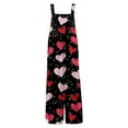 thumbnail image 6 of Fgvctg Valentine's Day Jumpsuits for Women Overalls Sleeveless Date Night Spaghetti Straps Overalls Casual Wide Leg Pant Love Heart Graphic Bib Overalls Rompers Sprimg Pant With Pockets Black XL, 6 of 7