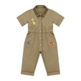 thumbnail image 2 of Miaeowve Toddler Kids Wild One Birthday Outfit One Piece Zookeeper Jumpsuit Button Down Coveralls Khaki 3T, 2 of 7