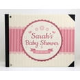thumbnail image 3 of Darling Souvenir Pink Stripe & Round Frame Baby ShowerGuestbookHardbound Cover Personalized Printed MemoryGuestRegistry-9 x 12 Inches, 3 of 5