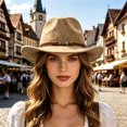 thumbnail image 2 of Valora Classic Western Cowboy Hat For Fedora Style Daily Wear Brown, 2 of 4