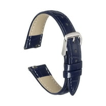 Uxcell Quick Release Leather Watch Band 17mm Embossed Pattern Leather Watch Strap Replacement for Men Women, Dark Blue
