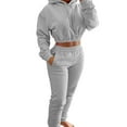 thumbnail image 3 of Scyoekwg Womens Sets 2 Piece Outfits Sweatsuit Fall Outfits Long Sleeve Sweatshirt Jogger Sweatpant Fashion Casual Matching Outfits Two Piece Set Lounge Set (Gray,L), 3 of 7