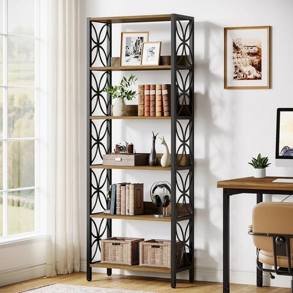 Tribesigns 6-Tier Tall Bookcase, 70.87" Industrial Bookshelf with Metal Frame, Display Shelf for Home Office, Bedroom Bookcase with 6 Shelf Storage, Modern Furniture for Small Spaces