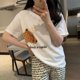 thumbnail image 1 of Pijama de otoño para mujer, pantalón de manga corta, jersey de cuello redondo, de algodón de imitación, ropa de hogar dulce para niña, 1 of 6