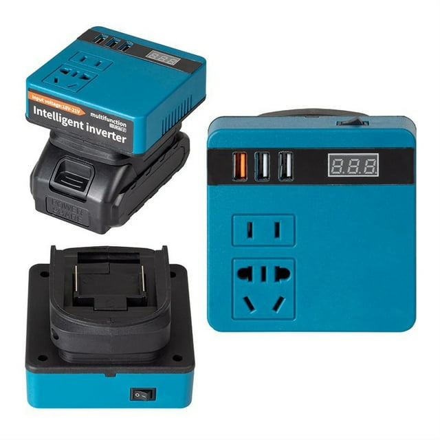Batterie Lithium 120W Inverseur Banque d'Alimentation 18v 21v à AC Transformateur Intelligent Multifonction pour la Maison Travail Extérieur (Couleur Envoyée Aléatoirement), Facile à Utiliser