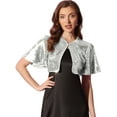thumbnail image 1 of Bolero con Lentejuelas para Mujer de Manga Acampanada Bolero Corto Brillante de Manga Corta Plata S, 1 of 6