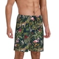 thumbnail image 2 of Xecao Flamingos And Palm Leaves Print Men's Sleepwear Shorts Pajama Bottom Lounge Short nightwear with Convenient Pockets for Relaxed Home Wear-Small, 2 of 6