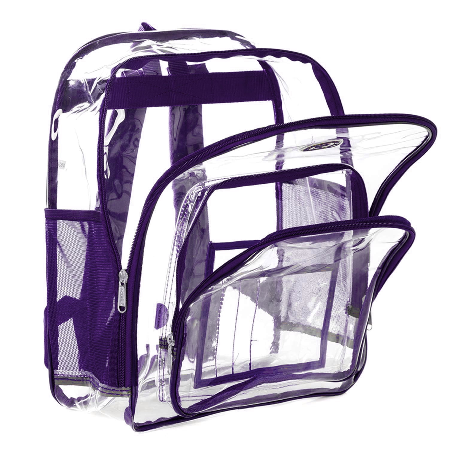 K-Cliffs Heavy Duty Clear Transparent Unisex 17"  School Backpack in Purple,Teen-Adult