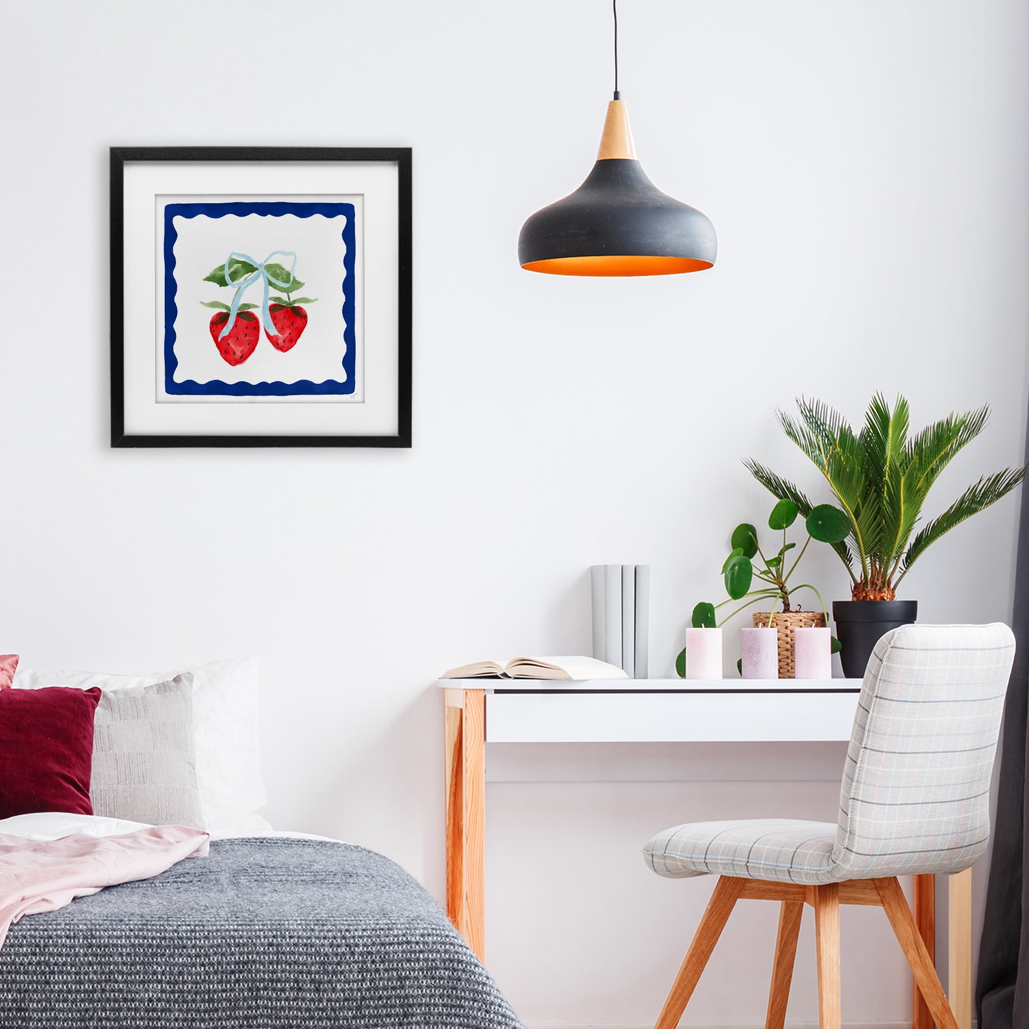 Stupell Industries Summer Bordered Strawberries Black Framed Print Under Glass, design by Lucille Price
