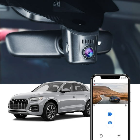 Fitcamx 4K Dash Cam Suitable for Audi (HD2-6115, Black Cover), OEM Look, WiFi & APP, Plug & Play, 64GB Card