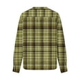 thumbnail image 2 of Plaid Shirts for Women V Neck Casual Checkered Printed Blouses Long Sleeve Button up Tops Loose Fit Pullovers (M, Green), 2 of 5