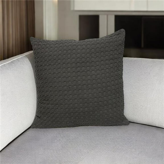 HomeRoots 529312 20 in. Gray Cotton Throw Pillow with Texture
