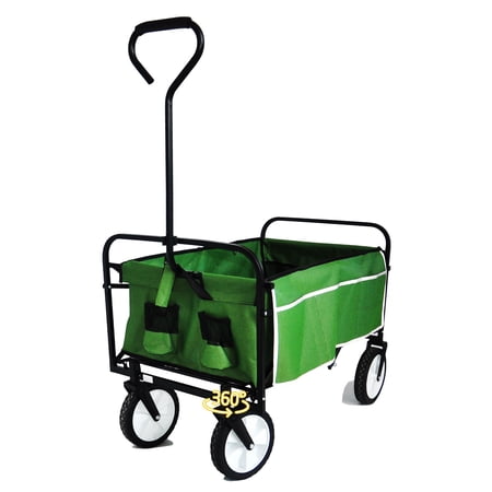 Electrapick Utility Wagon Cart, Garden Shopping Beach Camping Folding Wagon Cart Green