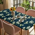 thumbnail image 3 of Blue Summer Botanical Table Cloths for 5 Foot Rectangle Tables, Green Spring Floral Birds Farmhouse Patio Waterproof Elastic Fitted Tablecloths, Washable Rectangular Table Cover for Camping, 3 of 8