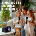 thumbnail image 5 of MASINGO Karaoke Machine for Adults and Kids with 2 Wireless Microphones, Portable Bluetooth Singing Speaker, Colorful LED Lights, PA System, Lyrics Display Holder & TV Cable - Presto G2 (Black), 5 of 10