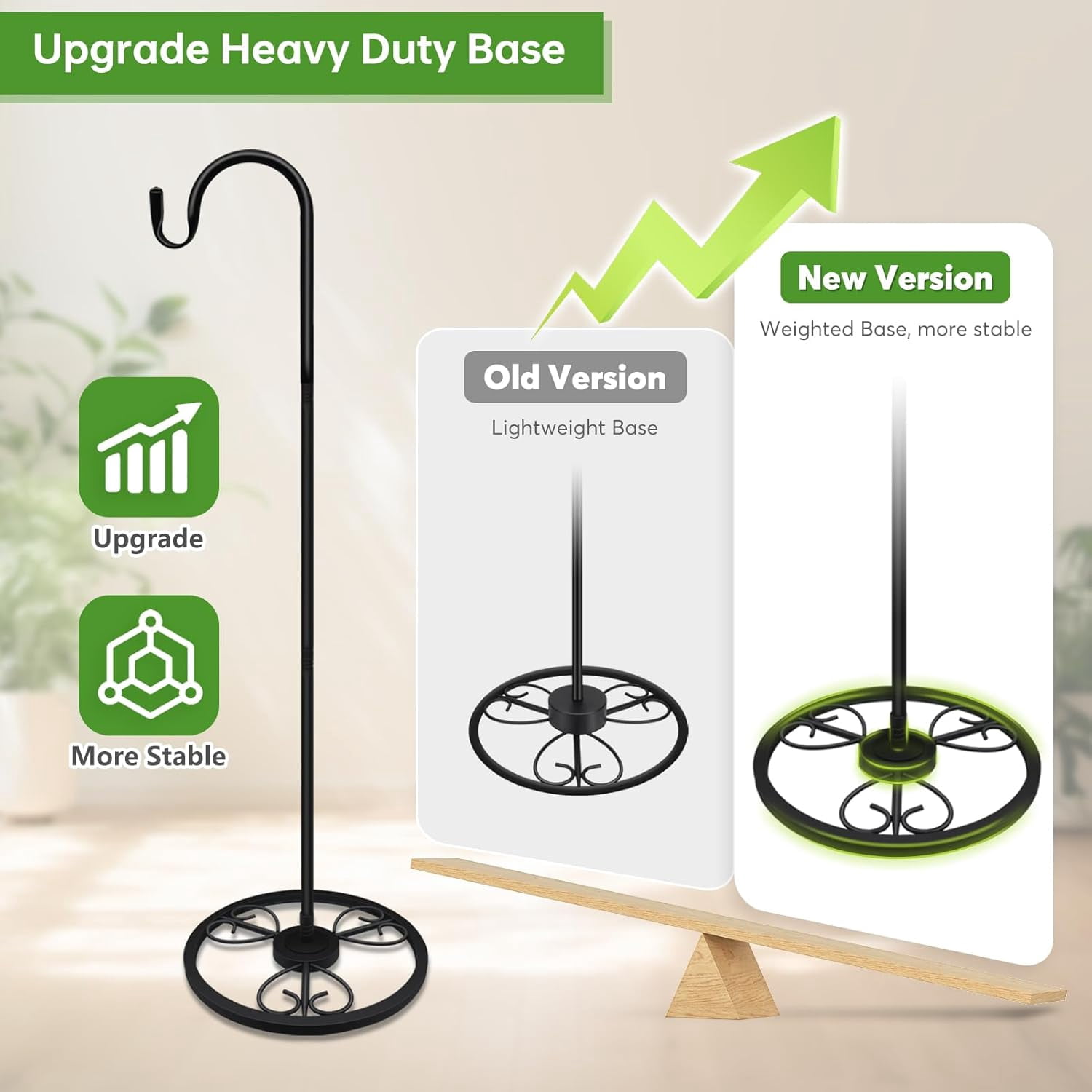 Upgraded Adjustable Shepherds Hooks for Outdoor Indoor, 63 Inch Wind Chime Stand, Shepherds Hooks for Hummingbird Feeders, Hanging Plants, Lanterns, Wind Chime