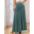 thumbnail image 3 of Women'S Casual Mid Long Skirts Stretchy Ultra-Soft Flowy Maxi Formal Skirts High Waist Lounge Skirts Dark Green S, 3 of 5