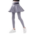 thumbnail image 3 of OSOLU Girls Pants Sports Solid Color Comfortable Stretch Knit Joggers Summer Activity Lightweight Leggings with Skirt Overlay Trendy Travel Trousers, 3 of 3