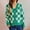 Green(New), variant on Women's Fashion Checkered Knit Cardigan Sweater Casual Long Sleeve Button Pockets Fall Loose Outwear