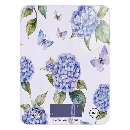Blue Hydrangea Food Scale Digital Kitchen Scale Waterproof Grams Ounces lbs for For Baking and Cooking