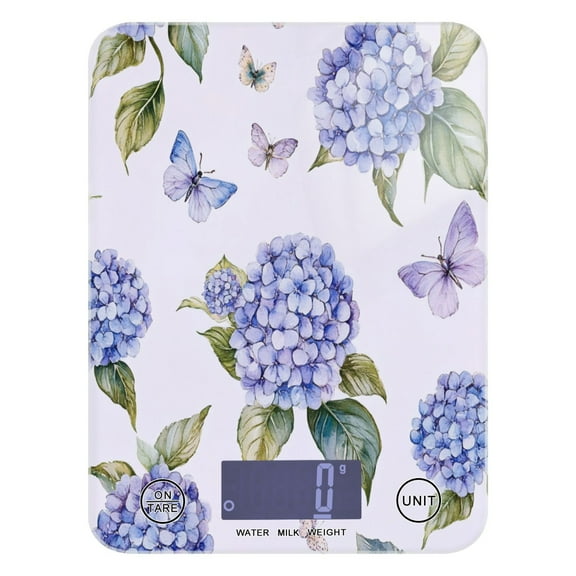 Blue Hydrangea Food Scale Digital Kitchen Scale Waterproof Grams Ounces lbs for For Baking and Cooking