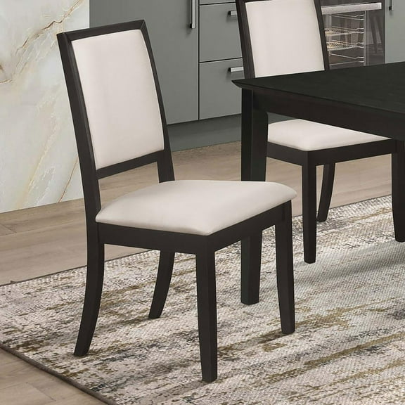 Wooden Dining Chairs, Cream and Black Upholstered Side Chairs (Set of 2), Cream Dining Chairs,Fabric Upholstered Dining Chairs, Furniture Dining Furniture Seating for Dining