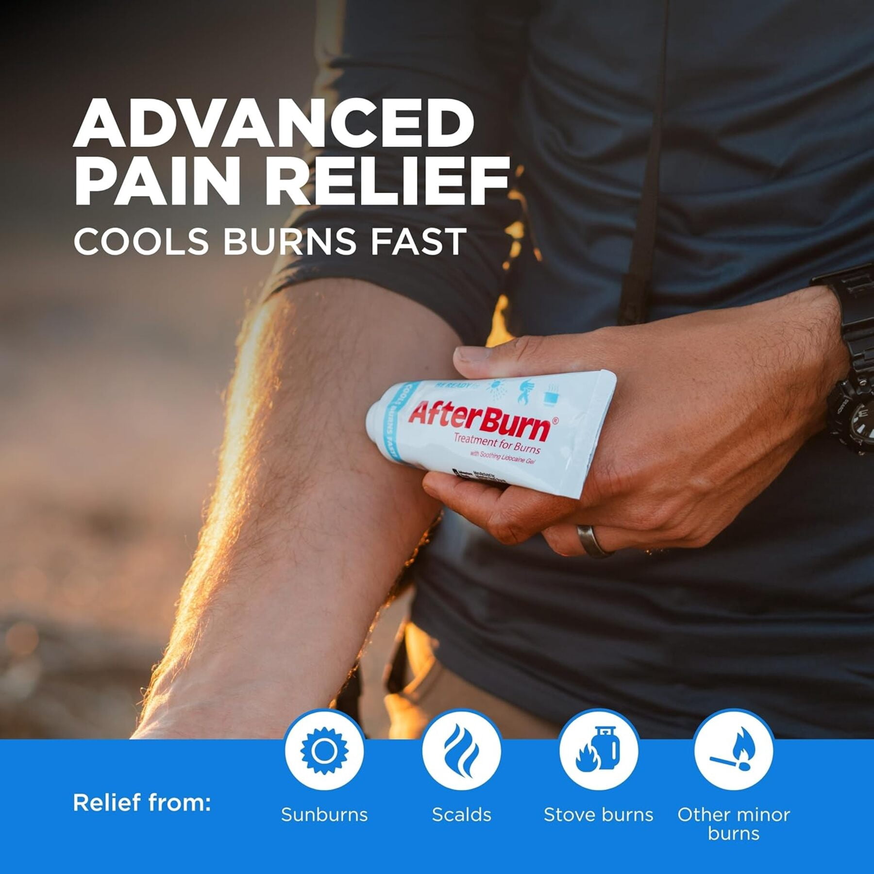 (4 pack) AfterBurn Advanced Pain Relief Gel, 2 oz.