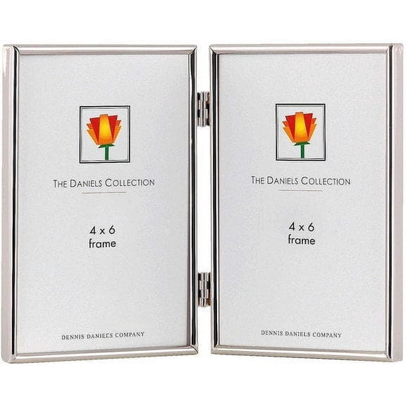 Classic SQUARE CORNER silverplate trimline hinged duo by Dennis Daniels - 4x6