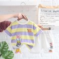 thumbnail image 1 of Verano bebé Donald pato ropa trajes niño bebé niñas niños dibujos animados Margarita rayas camiseta + pantalones cortos de mezclilla conjuntos niños ropa 5 Gao Jinjia LED, 1 of 2
