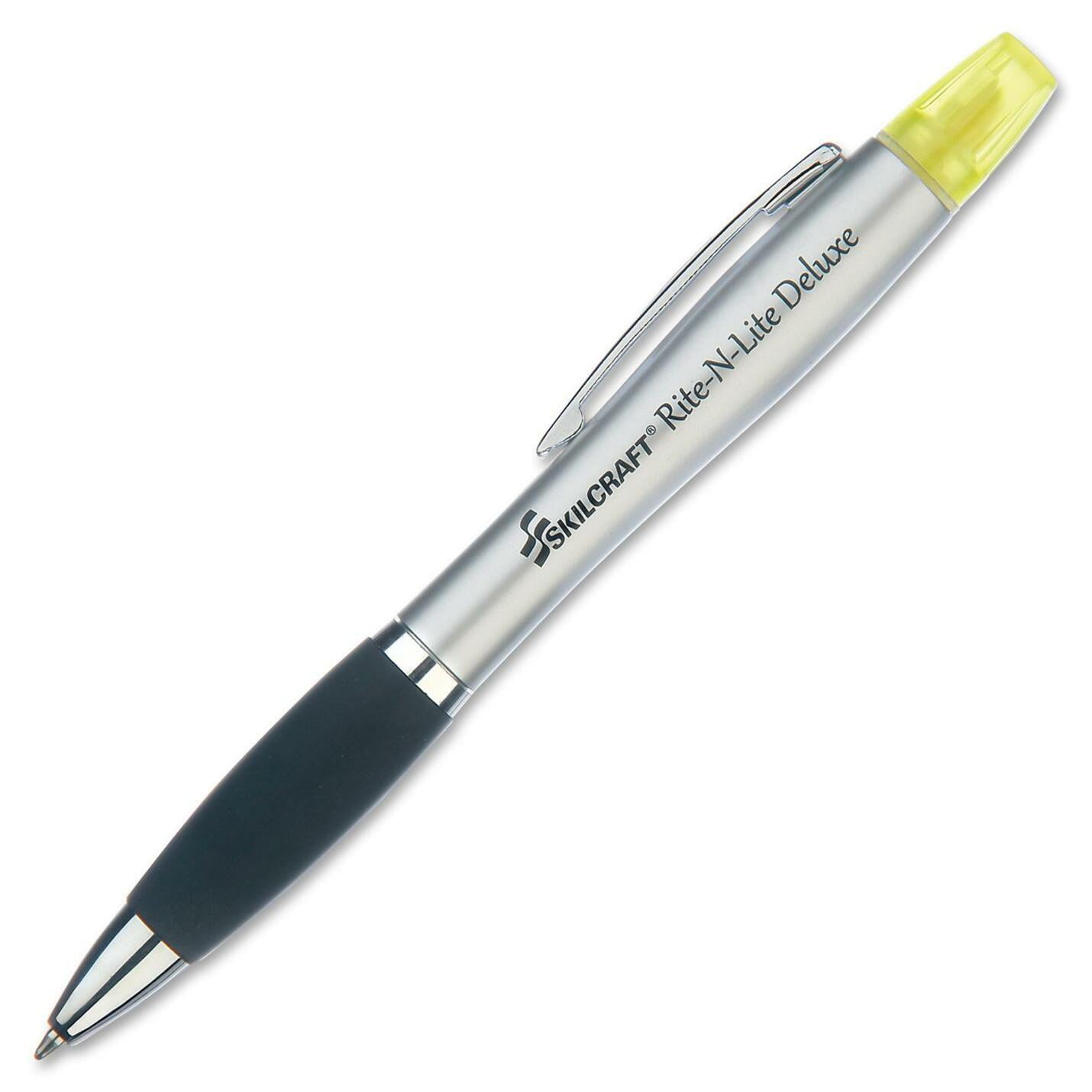 Skilcraft Highlighter/Pen Combo, Med/Ballpoint, Chisel Tip, 2/PK,YW - NSN6205405