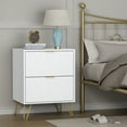 thumbnail image 6 of Eclife Set of 2 Modern White Nightstand Bedside Table with Gold Handle Leg Line End Table Side Table for Bedroom Living Room, 6 of 10