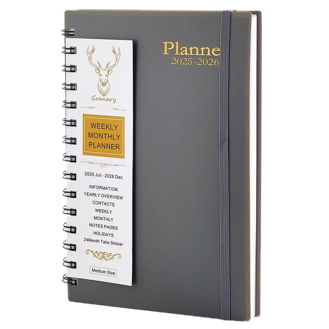 Back to school 20252026 Annual High Efficiency Planning Tool: Coil Bound Monthly & Weekly Planner Notebook