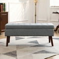 thumbnail image 2 of Tcbosik Ottoman with Storage, Upholstered Bench with Button Tufted Seat, Linen Fabric Footrest for Bedroom, Living Room, Holds up to 300 lb, Grey, 2 of 10