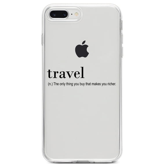 DistinctInk Clear Shockproof Hybrid Case for iPhone 7 PLUS / 8 PLUS (5.5" Screen) TPU Bumper Acrylic Back Tempered Glass Screen Protector - Travel - Thing to buy that makes you richer