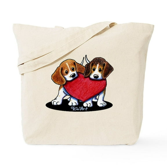 CafePress - Beagle Heartfelt Duo Tote Bag - Unisex Canvas Tote Bag, Beige, 1-Piece