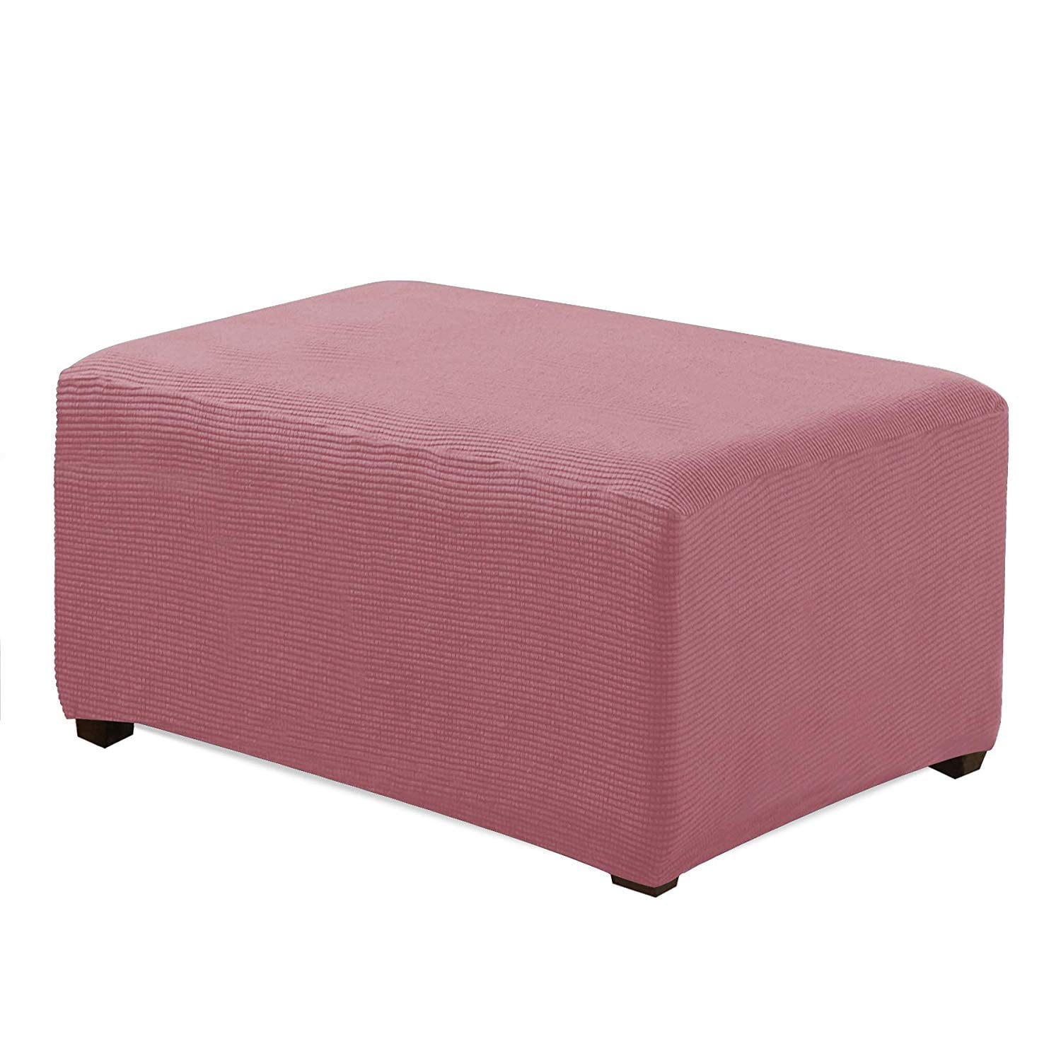 Subrtex Stretch Textured Check Ottoman Slipcover, Coral Pink Walmart