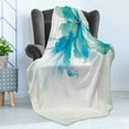 thumbnail image 4 of Abstract Soft Flannel Fleece Throw Blanket, Color Gradient Effect Isolated Flower Petal Stem Forms Digital Artwork, Cozy Plush for Indoor and Outdoor Use, 60" x 80", Pale Blue and White, by Ambesonne, 4 of 5